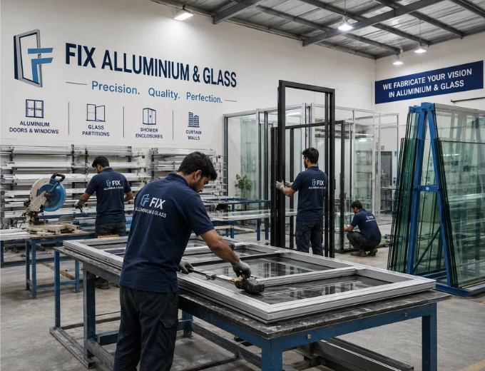 Fix Aluminum Glass Fabrication workshop Dubai